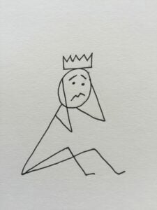 Stick Figure king with crown sitting